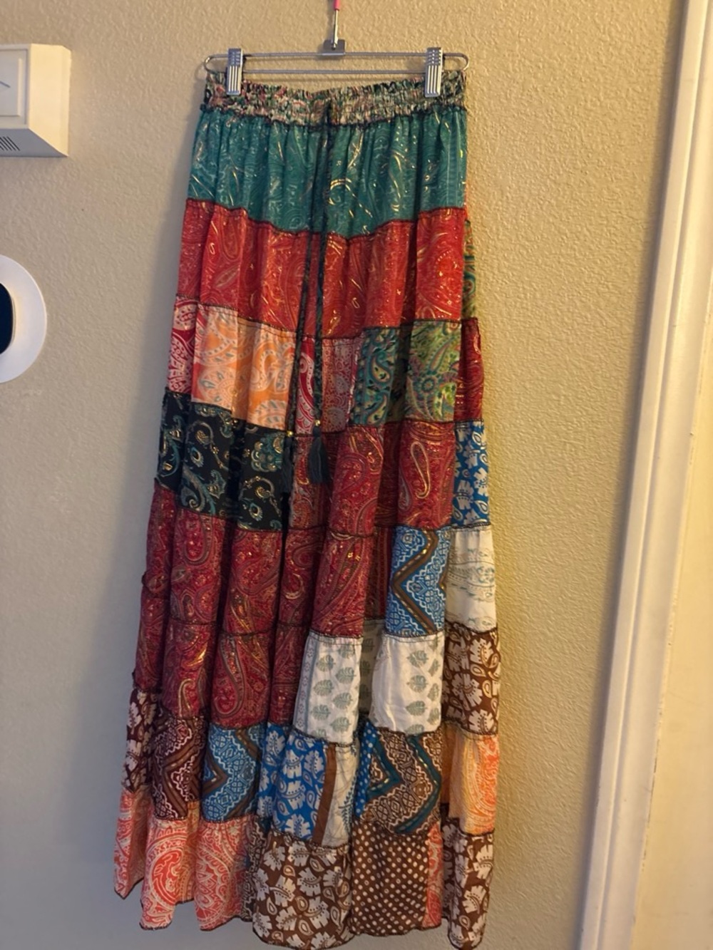 Patchwork Paisley Maxi Skirt in Multicolor